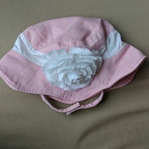 Pink Sun Hat with White Flower